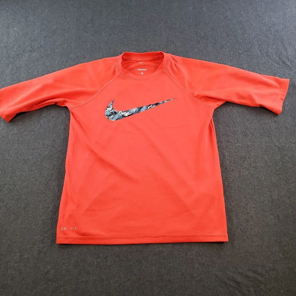 Nike Dri-Fit T-Shirt Youth Orange Athletic Training 3/4 Sleeve Tee Size Large